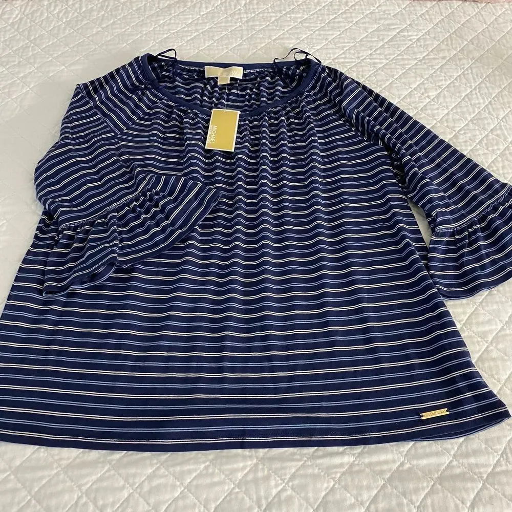 𝅺nwt Michael Kors Medium True Navy Stripe